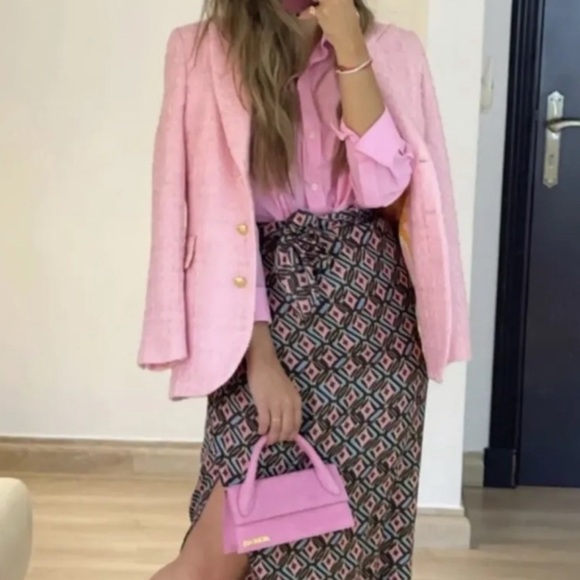 Zara Pink Textured Tailored Blazer - Picture 12 of 12